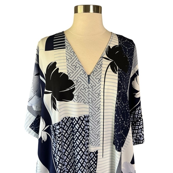 NATORI Kabuki Zip Caftan in Mixed Print Size Medium - Picture 6 of 15